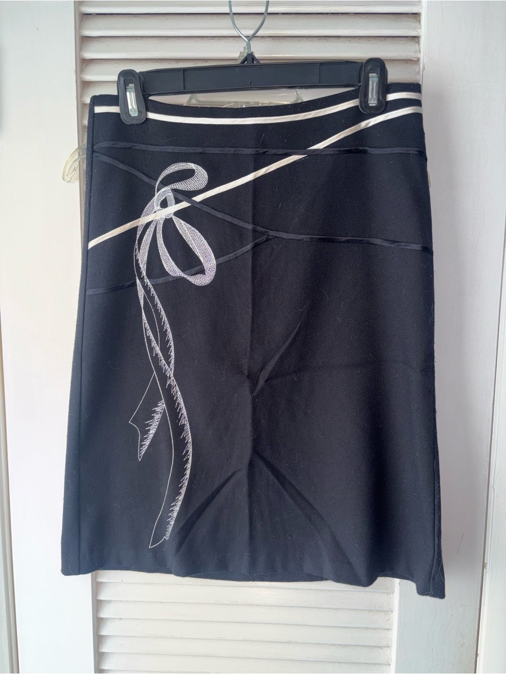 Arden B Black Skirt with White Ribbon Detail